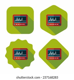 monitor in the ICU flat icon with long shadow,eps10
