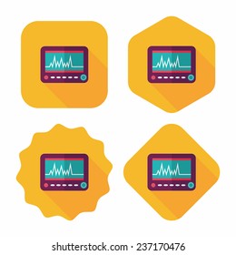 monitor in the ICU flat icon with long shadow,eps10