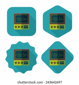 monitor in the ICU flat icon with long shadow