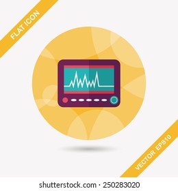 monitor in the ICU flat icon with long shadow,eps10