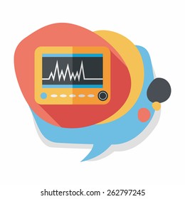monitor in the ICU flat icon with long shadow,eps10