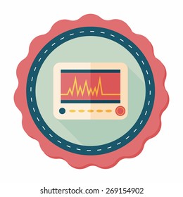 monitor in the ICU flat icon with long shadow,eps10
