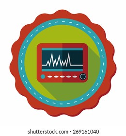 monitor in the ICU flat icon with long shadow,eps10