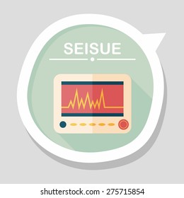 monitor in the ICU flat icon with long shadow,eps10