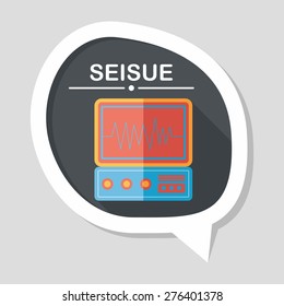 monitor in the ICU flat icon with long shadow