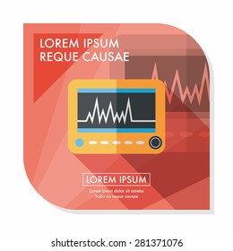 monitor in the ICU flat icon with long shadow,eps10