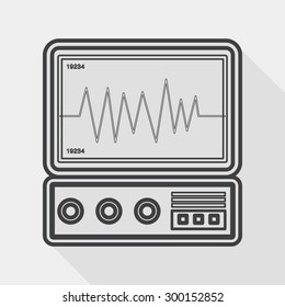 monitor in the ICU flat icon with long shadow, line icon