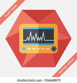 monitor in the ICU flat icon with long shadow,eps10