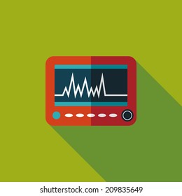 monitor in the ICU. Flat style Icon with long shadows