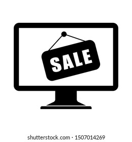 monitor illustration design with tag line sale, icon vector.
