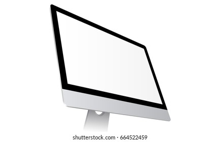 Monitor iMac with blank screen isolated on white background - perspective view. Vector illustration