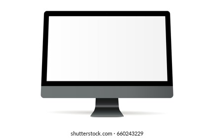 Monitor iMac Pro with blank screen isolated on white background - front view. Mockup for showcase your websites, applications, and more projects. Vector illustration