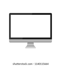 monitor in imac style black color with blank screen isolated on white background.