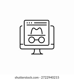 vetor de sinal de ícone de navegação incógnita do monitor