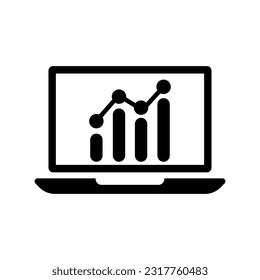 Monitor with infographic on screen vector icon