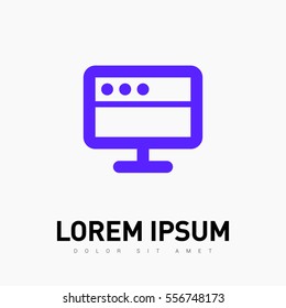 Monitor isolated minimal single flat icon. Gadget line vector icon for websites and mobile minimalistic flat design.