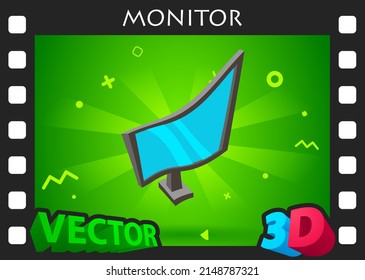 Monitor isometric design icon. Vector web illustration. 3d colorful concept