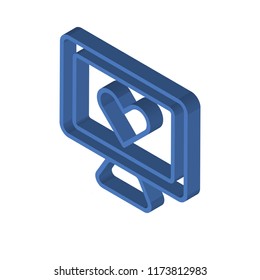 Monitor isometric left top view 3D icon