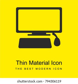 Monitor keyboard and mouse bright yellow material minimal icon or logo design