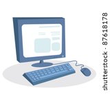 Monitor, keyboard and mouse. Desktop computer