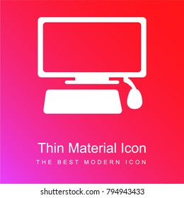 Monitor keyboard and mouse red and pink gradient material white icon minimal design