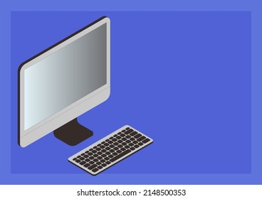 Monitor con teclado que simboliza la conexión en línea entre colegas que logran los objetivos del proyecto. Dispositivo eléctrico mostrado que representa una comunicación de red correcta.