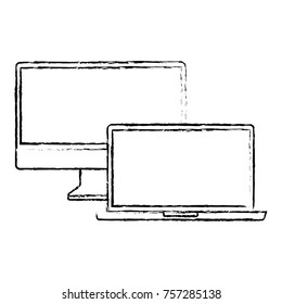 monitor and laptop mockup gadget blank screen