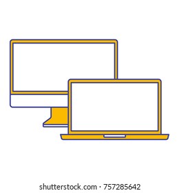 monitor and laptop mockup gadget blank screen