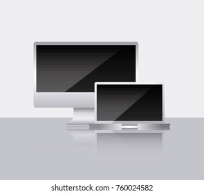 monitor and laptop mockup gadget blank screen