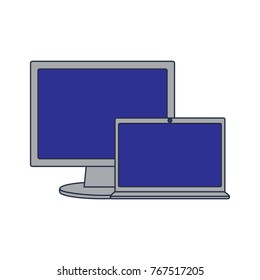 monitor and laptop mockup gadget blank screen