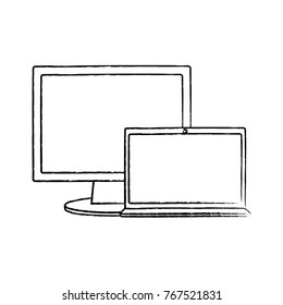 monitor and laptop mockup gadget blank screen
