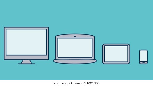Monitor Laptop Tablet Mobile phone vector illustration