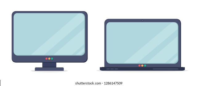 Monitor and laptop. Vector illustration