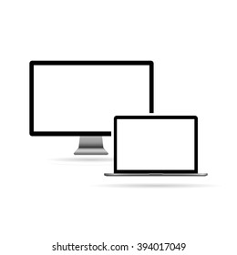 Monitor and laptop Vector illustration