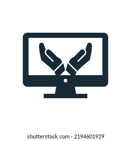 Monitor, LCD, LED Hand Icon Design Template Elements