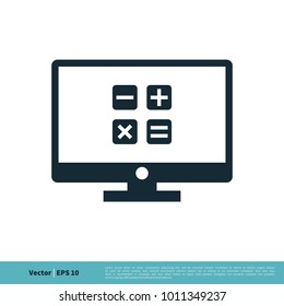 Monitor, LCD, LED Icon Calculator Vector Logo Template Illustration Design. Vector EPS 10.
