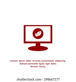 Monitor with leaf Vector illustration. Eco sign.