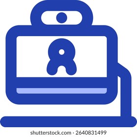 monitor with left arm icon blue style design