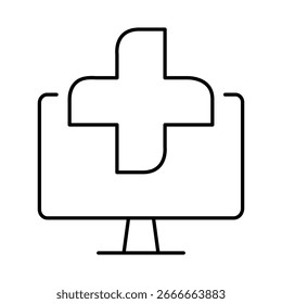 Monitor Line Editable Stroke Icon. PC, Computer Functions, Settings, Technology, Security, Shopping, Wallet, Marketing, Promotion, Communication Vector Illustration.