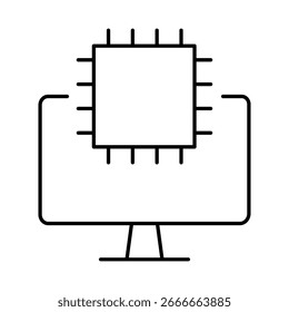 Ícone De Traçado Editável Da Linha Do Monitor. PC, Funções do computador, Configurações, Tecnologia, Segurança, Compras, Carteira, Marketing, Promoção, Ilustração de vetor de comunicação.