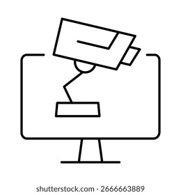 Icono de trazo editable de línea de monitor. PC, funciones de la computadora, Configuraciones, Tecnología, seguridad, compras, cartera, marketing, promoción, Ilustración vectorial de comunicación.