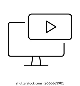 Ícone De Traçado Editável Da Linha Do Monitor. PC, Funções do computador, Configurações, Tecnologia, Segurança, Compras, Carteira, Marketing, Promoção, Ilustração de vetor de comunicação.