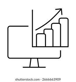 Icono de trazo editable de línea de monitor. PC, funciones de la computadora, Configuraciones, Tecnología, seguridad, compras, cartera, marketing, promoción, Ilustración vectorial de comunicación.