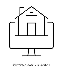 Icono de trazo editable de línea de monitor. PC, funciones de la computadora, Configuraciones, Tecnología, seguridad, compras, cartera, marketing, promoción, Ilustración vectorial de comunicación.