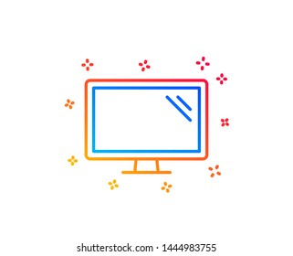 Monitor line icon. Computer component device sign. Screen symbol. Gradient design elements. Linear monitor icon. Random shapes. Vector