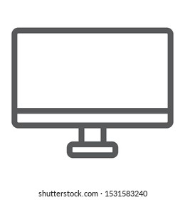 Monitor line icon, desktop and device, computer display sign, vector graphics, a linear pattern on a white background, eps 10.
