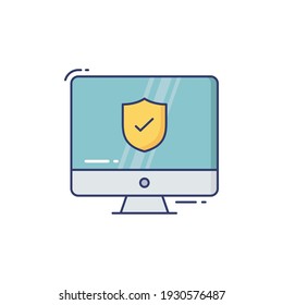 Icono De Línea De Monitor Aislado En Fondo Blanco