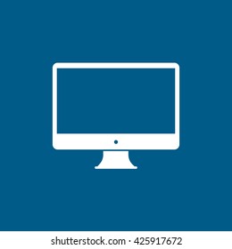 Monitor Line Icon On Blue Background