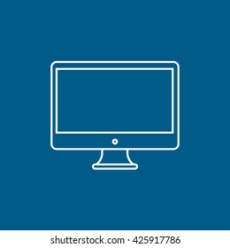 Monitor Line Icon On Blue Background