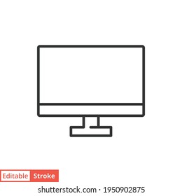 Icono de línea de monitor. Estilo de contorno simple. Pantalla, tv, concepto de pantalla de computadora de escritorio. Ilustración vectorial aislada en fondo blanco. EPS de trazo editable 10.